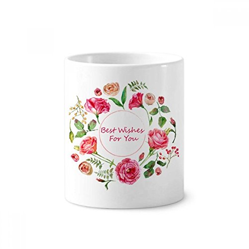 Tasse blanche céramique fleurs roses 350ml pour ranger vos stylos