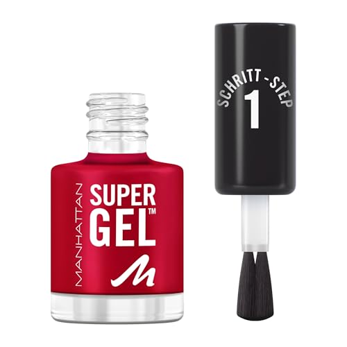 MANHATTAN Super Gel Nail Polish, langhaltender Nagellack, hochglänzendes Finish, einfache Anwendung, gelartige Maniküre, splittert nicht, cleane Formel, 045 Flamenco Beach, 12ml