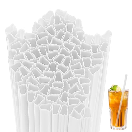 Potchen 100 Pcs Halloween Plastic Ghost Shaped Straws,White