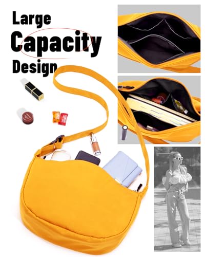 Image of Crossbody Crescent Bag for Women Men Trendy, Crescent Sling Bag with Adjustable Strap, 2 Zippers Lightweight