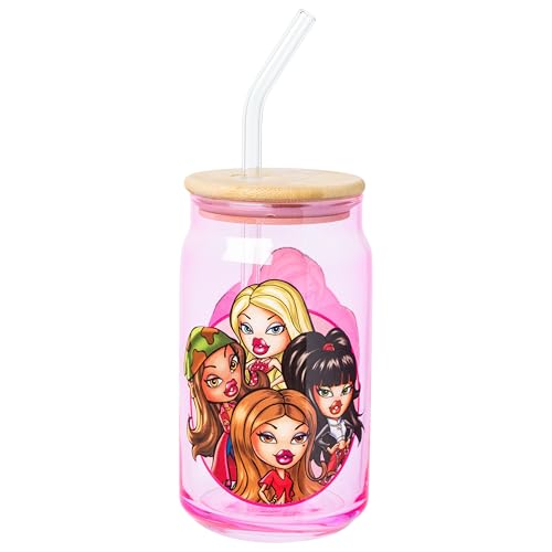 Image of Silver Buffalo Bratz Yasmin Cloe Sasha Jade, 2 Pack Glass Tumbler, 16oz