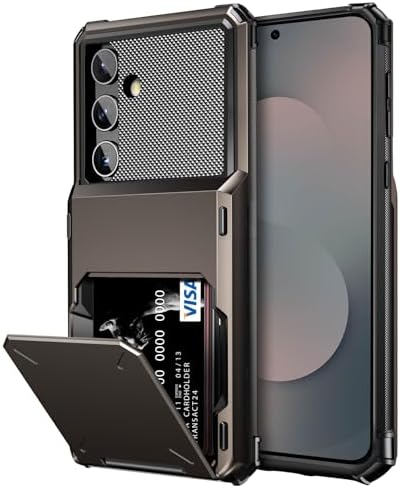 Vofolen for Samsung Galaxy S25 FE Case Wallet with Card Holder Dual Layer Heavy Duty Shockproof Hidden Flip 4-Card Slots Large Storage Protective S25FE Phone Cover for Men Women, Gun Metal
