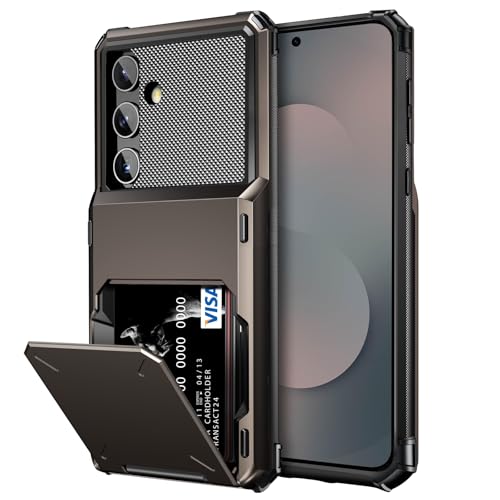 Vofolen for Samsung Galaxy S25 FE Case Wallet with Card Holder Dual Layer Heavy Duty Shockproof Hidden Flip 4-Card Slots Large Storage Protective S25FE Phone Cover for Men Women Gun Metal