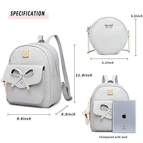 Image of MACCINELO Cute Leather Mini Backpack Purse for Women Bowknot Small Backpack for Girls gift Rucksack Ladies Shoulder Bag 3pcs