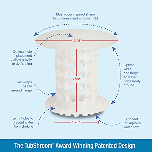 Tubshroom Revolutionary Tub Drain Protector Hair Catcher/Strainer/Snare, Clear 2 Count #TOP3