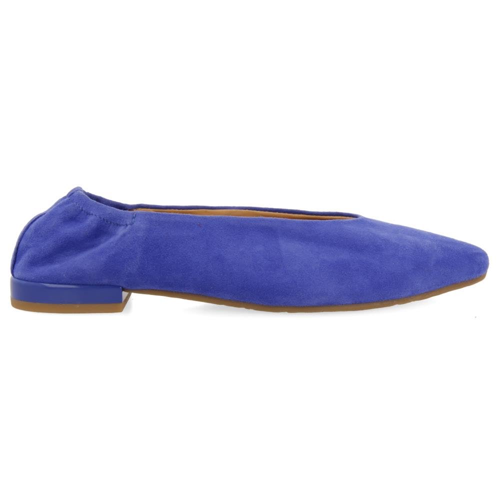 Ballerine in Pelle Blu con Punta Sottile E Tacco Arruffato per Donna GAGEAC