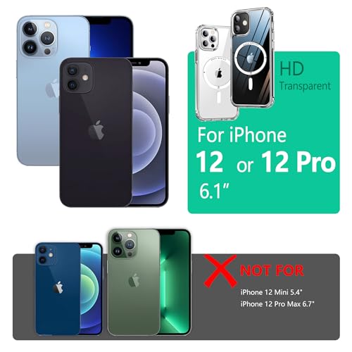 Image of ONES for iPhone 12 /12 Pro Case, Hybrid Magnetic Phone Case, Compatible with MagSafe, Military Grade Protection, Shockproof Airbag, Anti-Yellow Silicone Cover, Scratch-Resistant, Thin, Clear