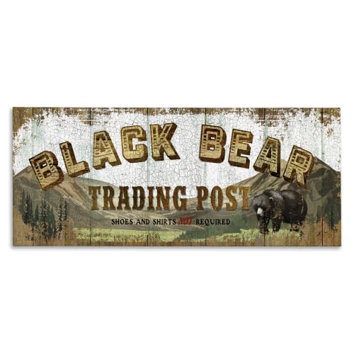 Rustic Black Bear Trading Post, 10 x 24 Inch Canvas Wall Art