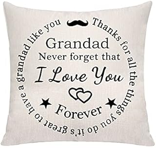 VAVSU Grandad Gift From Granddaughter Grandson Grandchild Pillow Covers Pillowcases Cushion Covers for Christmas Birthday Thanksgiving Day Fathers Day Family Member Presents