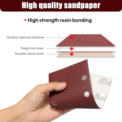 SHALL-120 Schleifblätter, rechteckig, 93 x 185 mm, Schleifpapier, 8 Löcher, Klett-Schleifpads, verschiedene Körnungen 40/60/80/120/180/240