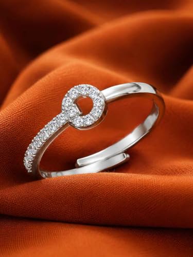 Image of Clara 925 Sterling Silver Minimal Adjustable Ring for Women Platinum Plated | Rakhi Rakshabandhan Gift for Sister Bhabhi Daily Wear | Gift for Women and Girls