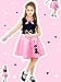 Fourluoo 6 Pcs 50s Outfit for Girls 1950s Poodle Skirt Set Pink Kids Decades Outfit with Dress Scarf Glasses Gloves Belt Socks Decades Day Old Fashion Halloween Sock Hop Costume for Girl