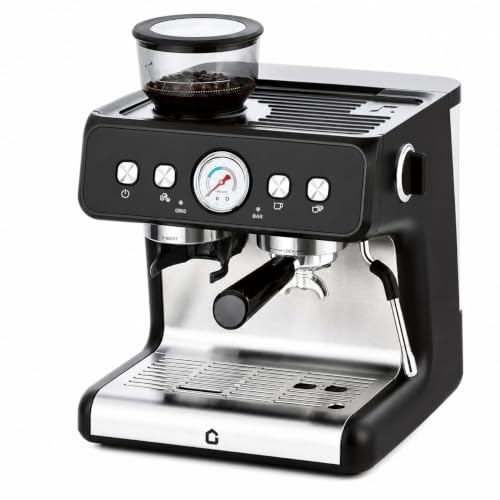 GarveeTech 20 Bar Espresso Machine with Grinder, Built-in Coffee Maker with Milk Frother for Home Office, Black