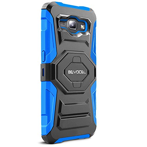 Evocel Galaxy J1 (2015) Case, [New Generation Series] Belt Clip Holster, Kickstand, & Dual Layer for Samsung Galaxy J1 (Model No J100) / J1 (2015 Release), Blue (EVO-SAMJ1-XX02)
