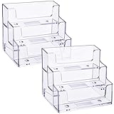 TecUnite Business Card Holder 3 Tiers Plastic Card Stand Organizer Clear Card Holder Display for Office, 180 Cards Capacity (2)