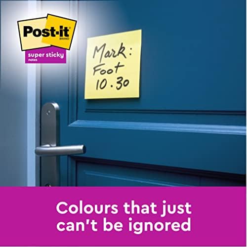 Post-it Super Sticky Notes, Canary Yellow, 76 mm x 76 mm, 90 Sheets/Pad, 4 + 2 Free Pads/Pack, 654-SSCY-P4+2