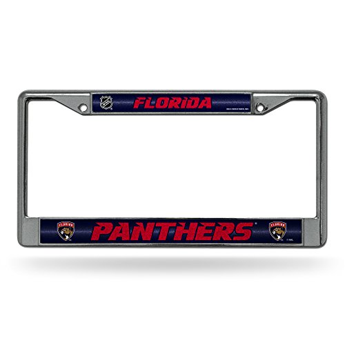 Rico Industries NHL Rico Industries Bling Chrome License Plate Frame with Glitter Accent, Florida Panthers