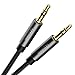 Produktbild deleyCON 1m Aux Kabel 3,5mm - Audio Klinkenkabel Stereo Kabel - Baumwollkabel & Metallstecker - Handy Smartphone Tablet Kopfhörer HiFi Receiver Kfz