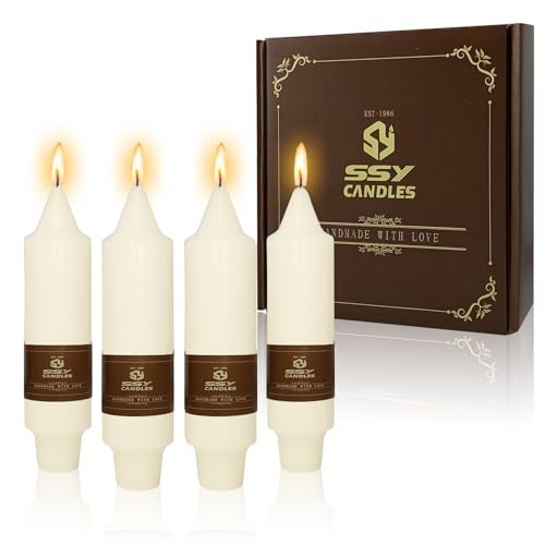 NJAO HOO Ivory Short Taper Candle 5 Inch Candlesticks Unscented Dripless Tapered Candle Set for Home Decor Wedding Party Dinner Candles 4 Pack