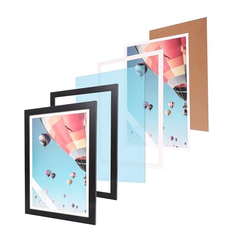 The Display Guys - Minimalist Wooden Picture Frame w. Tempered Glass - 12x18 matted to 11x17 - Wall Hanging - Black