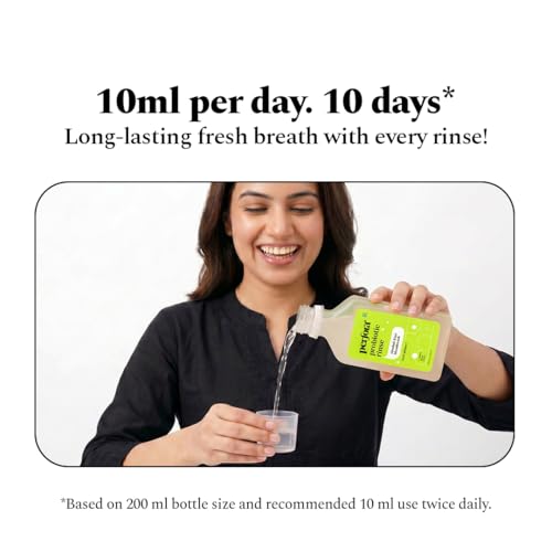 Image of Perfora Lemon Mint Mouthwash - 500ml | Alcohol-Free Mouth Wash Liquid With Probiotics, Hyaluronic Acid, & Vitamin C | Freshens Breath & Removes Germs | No Artificial Flavor | Mouthwash For Oral Care