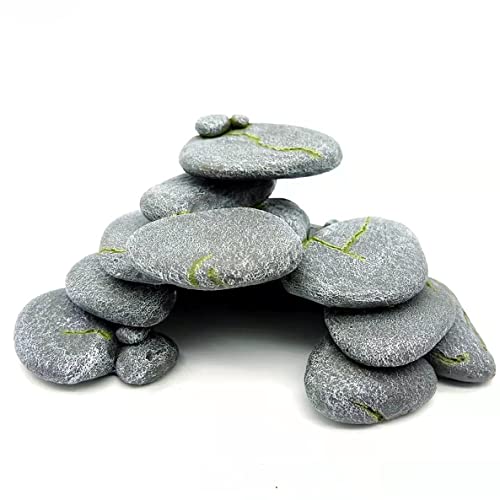 Mejores review On-line Adoquines ecológicos los más solicitados. 34 RunXF Simulation Cobblestone Fish Escondite Decoración de acuario Reptil Ocultar Cueva Betta Fish Pleco Cíclido Escondite de camarones Gran Escondite Caja de Serpiente para Bebé...