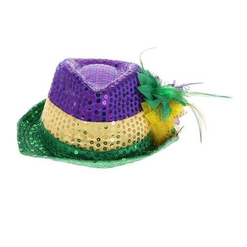 GAROZATION Carnival Sequin Hat Tri- Jazz Hat for Women Men Glitter Embellishments Mardi Gras Accessory for Adults Boys and Girls