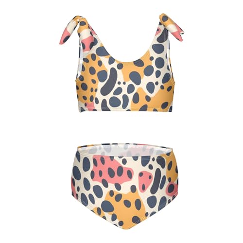 KLL Leopard Print Girls Two Piece Bikini Set Quick-Dry Swimsuits Swimming Suits Adjustable Shoulder Strap