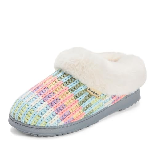 Image of Dearfoams Women's Memory Foam Cozy Soft House Slippers Gifts for Women Hannah Knit Clog House Shoes