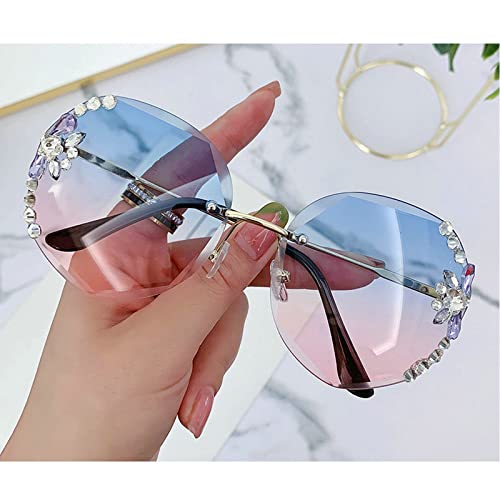 COTIA 2022 Women Rimless Diamond Sunglasses Oversized Frameless Crystal Rhinestone Cutting Sunglasses for Beach Summer3