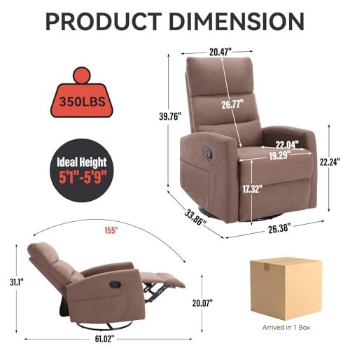 Sillón reclinable giratorio marrón para adulto miniatura 2
