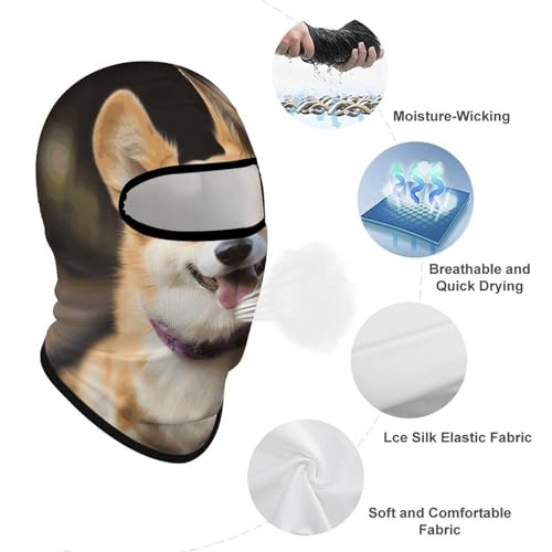 Balaclava para hombre y mujer con diseño de corgi, máscara facial para protección solar, transpirable y cubre toda la cabeza, ideal para senderismo, ciclismo, correr y conducir miniatura 3