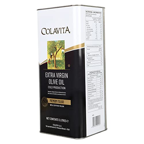 Image of Colavita Extra Virgin Olive Oil (5L) | 'Certified Italian' | Imported from Italy | Ideal for Cooking, Salad Dressings and Marinades | Cold Pressed Oil from Italian grown Olives | Tin Can Pack