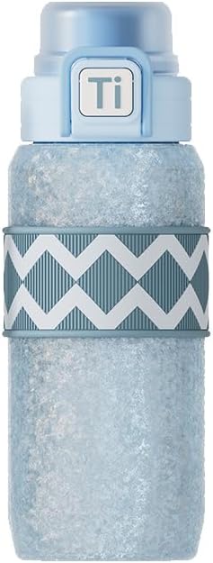 17.06oz Titanium Insulated Coffee Tumbler with Straw, 520ml Double Wall Cup Reusable & Leak Proof Travel Mug, Health Safety, Portable Sports Water Bottle (Blue)