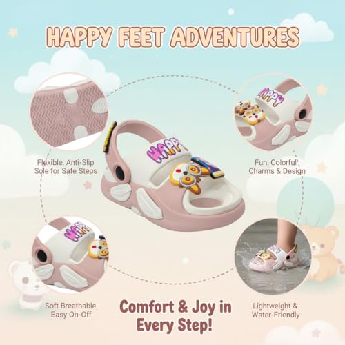 Image of GLJ Kids Comfort Clogs Sandals for Boy and Girl, 1 to 14 Years, Two-Strap Design, Easy to Wear Slip On, Dust and Waterproof, 1100