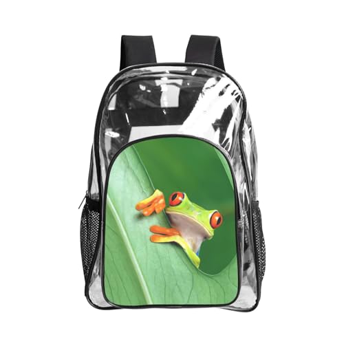 Sac à livres transparent résistant en PVC imperméable imprimé grenouille