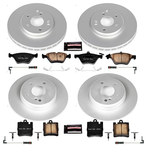 Image of PowerStop Front and Rear Brake Kit for Mercedes-Benz CLK320 2000-02 |E300 1998-99 |E320 1996-02 |E420 1997 - Fully-Coated Disc Rotors with Z23 Carbon-Fiber Ceramic Brake Pads Upgrade, CRK2786