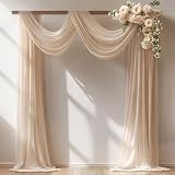 30' x 20Ft Wedding Arch Draping Fabric, 1 Panel Dark Champagne Sheer Curtain Drapes Extra Wide & Long Backdrop Curtains for Wedding Arch Ceremony Birthday Party Decorations
