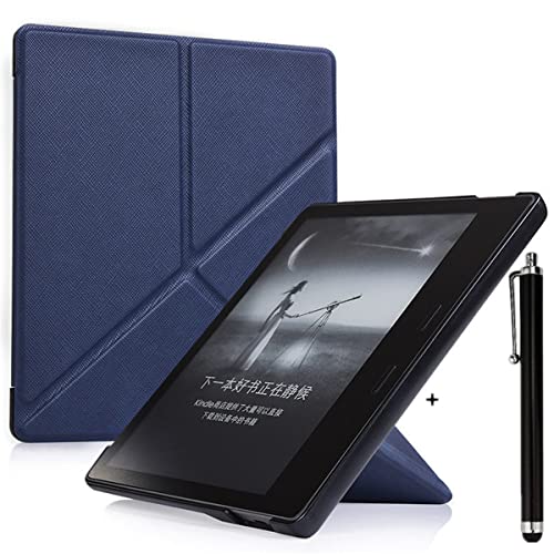 CCOO Cross Stripe Case for Kindle Oasis (10th Generation 2019 Release and 9th Generation 2017 Release) - Slim Fold Stand Cover with Auto Wake/Sleep Dark Blue