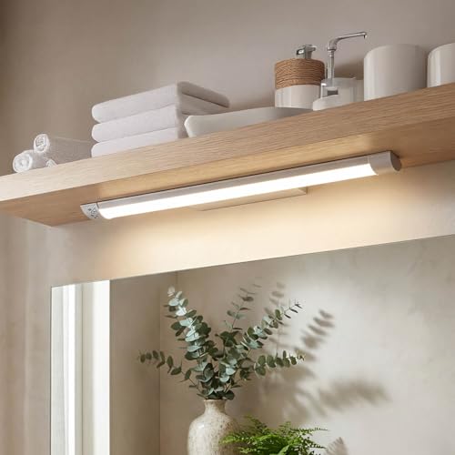 LED Unterbauleuchte mit Schalter B: 60 cm IP42 Weiß länglich neutralweiß 4000 K 2040 lm Spiegel Licht Wandlampe Bad Küchenleuchte Wand