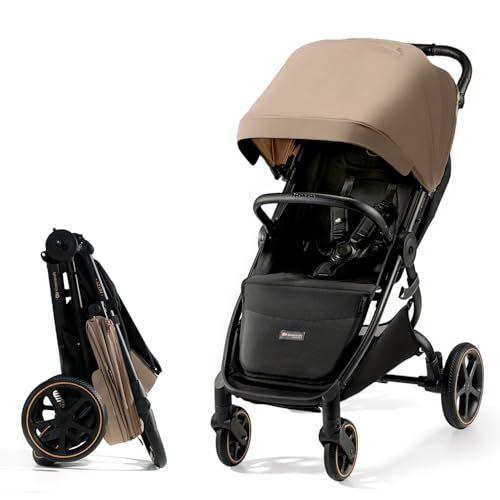 Kinderkraft MITZY Buggy bis 22 kg, Liegebuggy, Kinderwagen, Leicht, Schnell und Einfach Zusammenklappbar, Verstellbare Rückenlehne und Fußstütze, Liegeposition, ideal für Reisen, Beige