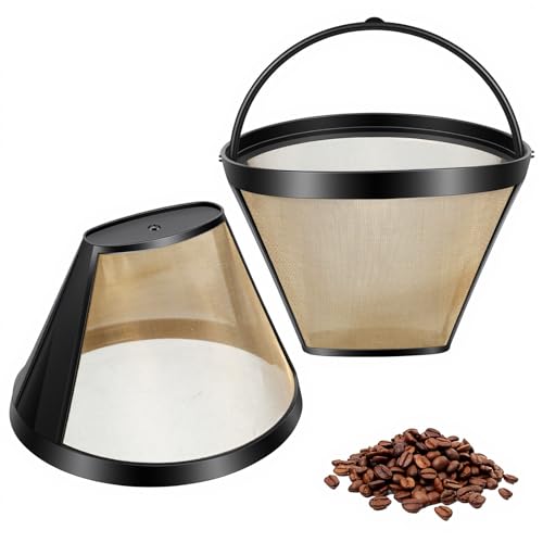 2 Stück Gold Kaffeefilter Dauerkaffeefilter Wiederverwendbar Größe 4 Edelstahl Filter Mesh Kaffee Filter für Meisten Kaffeemaschinen Dauerhafter Kaffeefilter