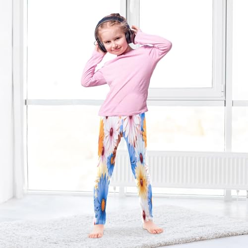 Bolaz Toddler Girls Leggings Printed Yoga Pants Leggings Blue Yellow Daisy for Kids4