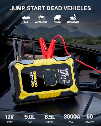 GOOLOO A3 Jump Starter with Air Compressor, 3000A Portable Car Battery Jumper Starter  with 150PSI Auto-Shutoff Tire Inf - Additional View