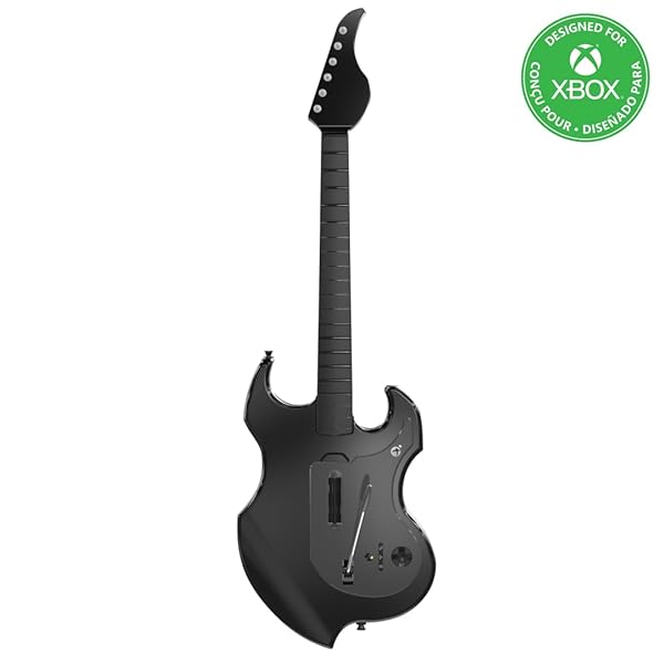 PDP RIFFMASTER Wireless Guitar Controller for Xbox Series X|S, Xbox One, Windows 10/11 PC, Rock Band 4, Fortnite Festival, Audio Jack, Rechargeable Battery, Officially Licensed by Microsoft – Black