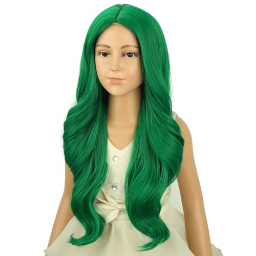 Image of Green Wig for Women Long Green Wavy Curly Wig Long Middle Part Wigs Heat Resistant Synthetic Wigs for Daily Party Cosplay Use 22 Inch
