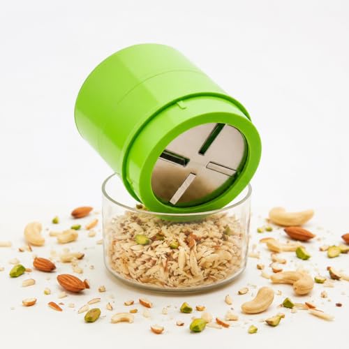 Image of Vexora Dry Fruits Cutter Machine & Nuts Chopper | Badam Kaju Pista Almond Slicer | Stainless Steel Hand Press Dry Fruit Cutter | for Kheer Halwa Sweets | Spill-Free Enclosed Design