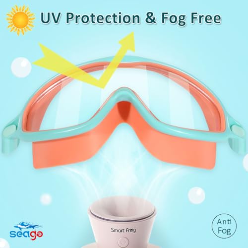 Image of Seago Swim Goggles 2 Pack Anti-Fog Anti-UV Wide View Swimming Goggles for Kids 3-14