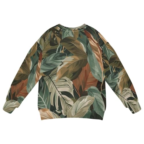Youth Sweatshirts Long Sleeve Soft Tropical Leaf Crewneck Pullover Sport Top Tee（5-10 Years）2
