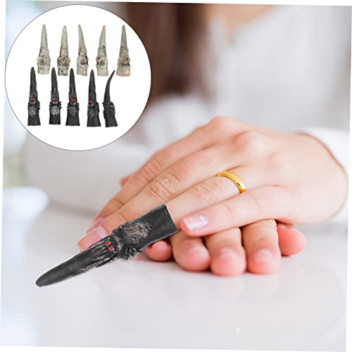 Ipetboom 10 Pcs conjunto de unhas halloween hallowen garras de dedo falsas de bruxas de Dia das Brux